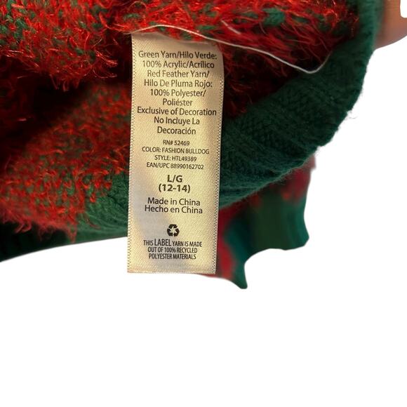 Holiday Time Christmas Sweater Fashion Bulldog Sequins Beads SZ L 12-14 - Picture 8 of 9